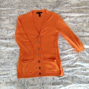 Lauren Ralph Lauren XS Cotton Cardigan in Orange color